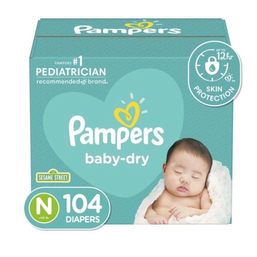 PAMPERS Baby Dry Diapers Newborn 104 Count